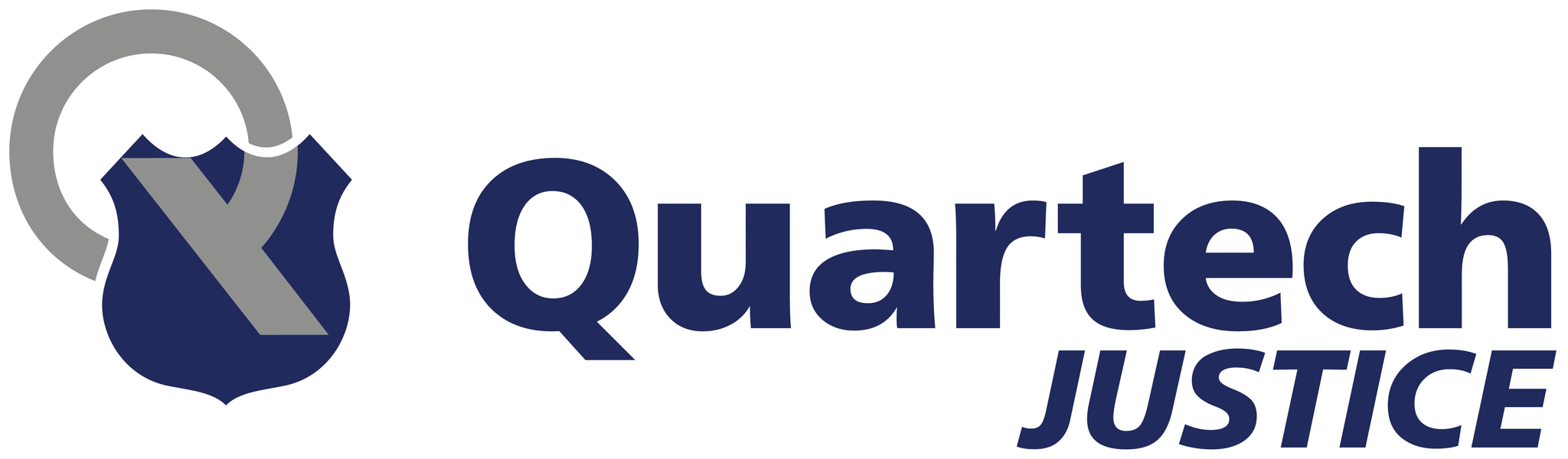 Quartech Justice Logo New - Blue Text White Outline